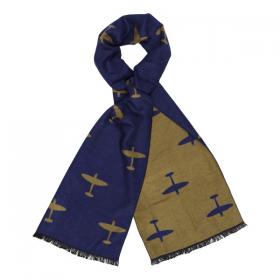 supermarine spitfire silhouette blue and yellow brown super soft scarf aviation gifts